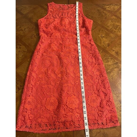 J Crew Collection Poppy Coral Floral Lace Sheath Dress Sz 2 Sleeveless Cocktail - Picture 7 of 7